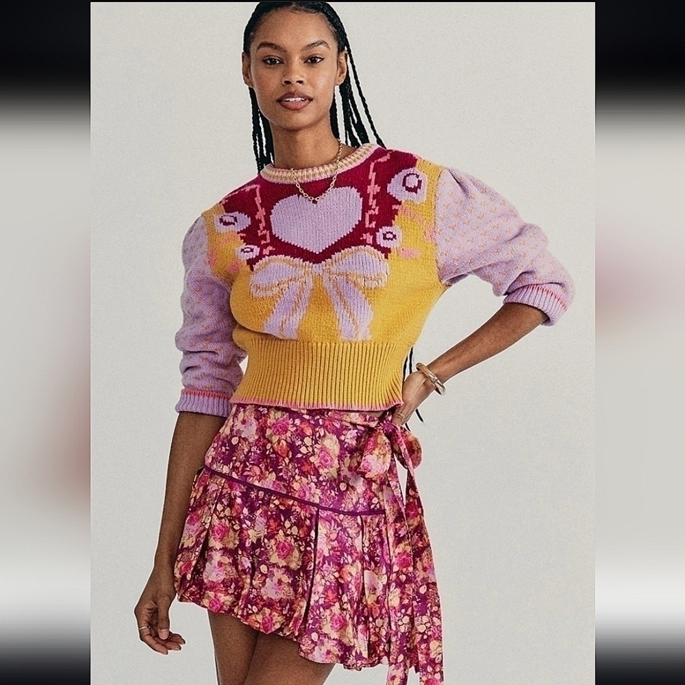 LoveShackFancy Tala skirt magenta diamond NWT